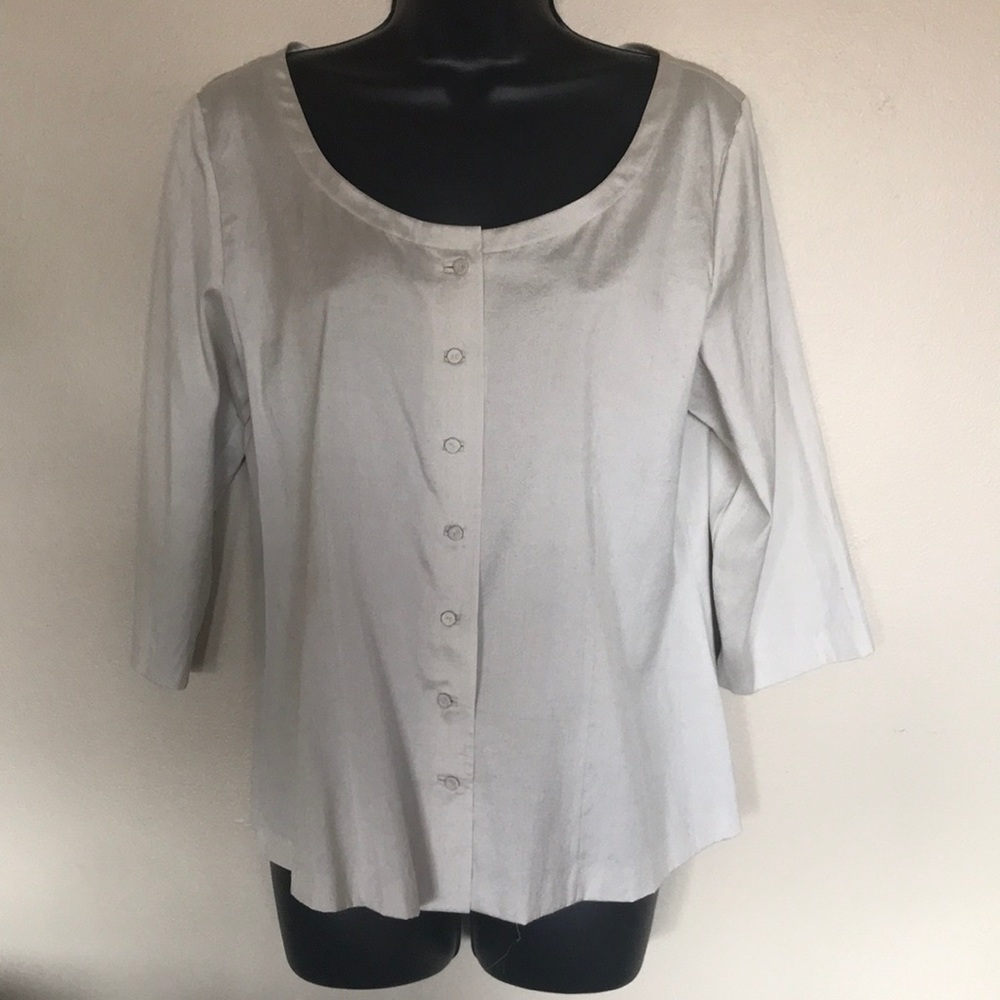 Eileen Fisher iridescent silk - taupe. Size M.